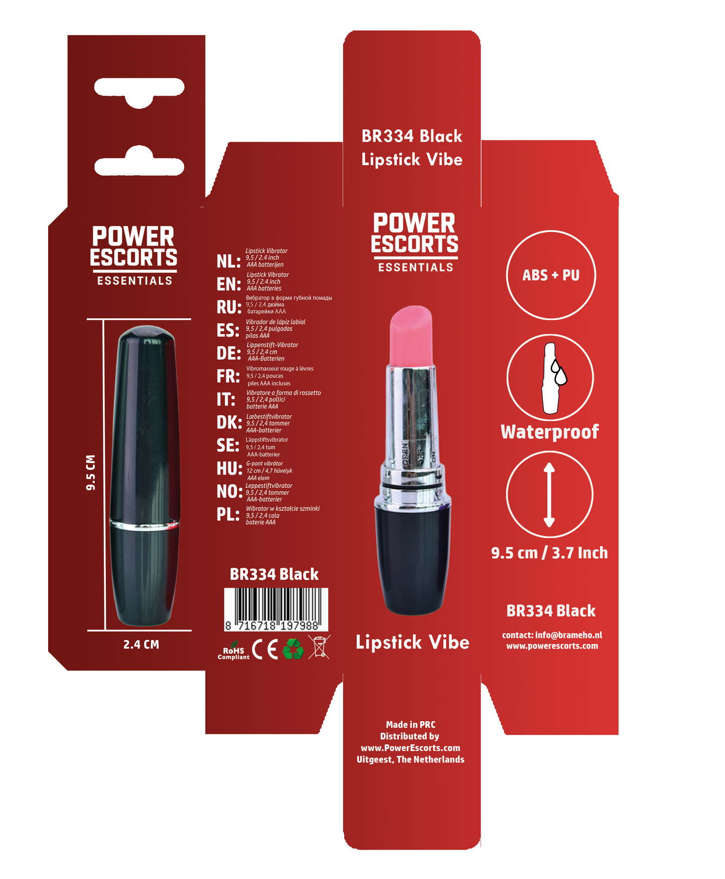 Power Escorts - BR334 Black Lipstick Vibe – Discreet Lipstick Vibrator | Compact & Powerful