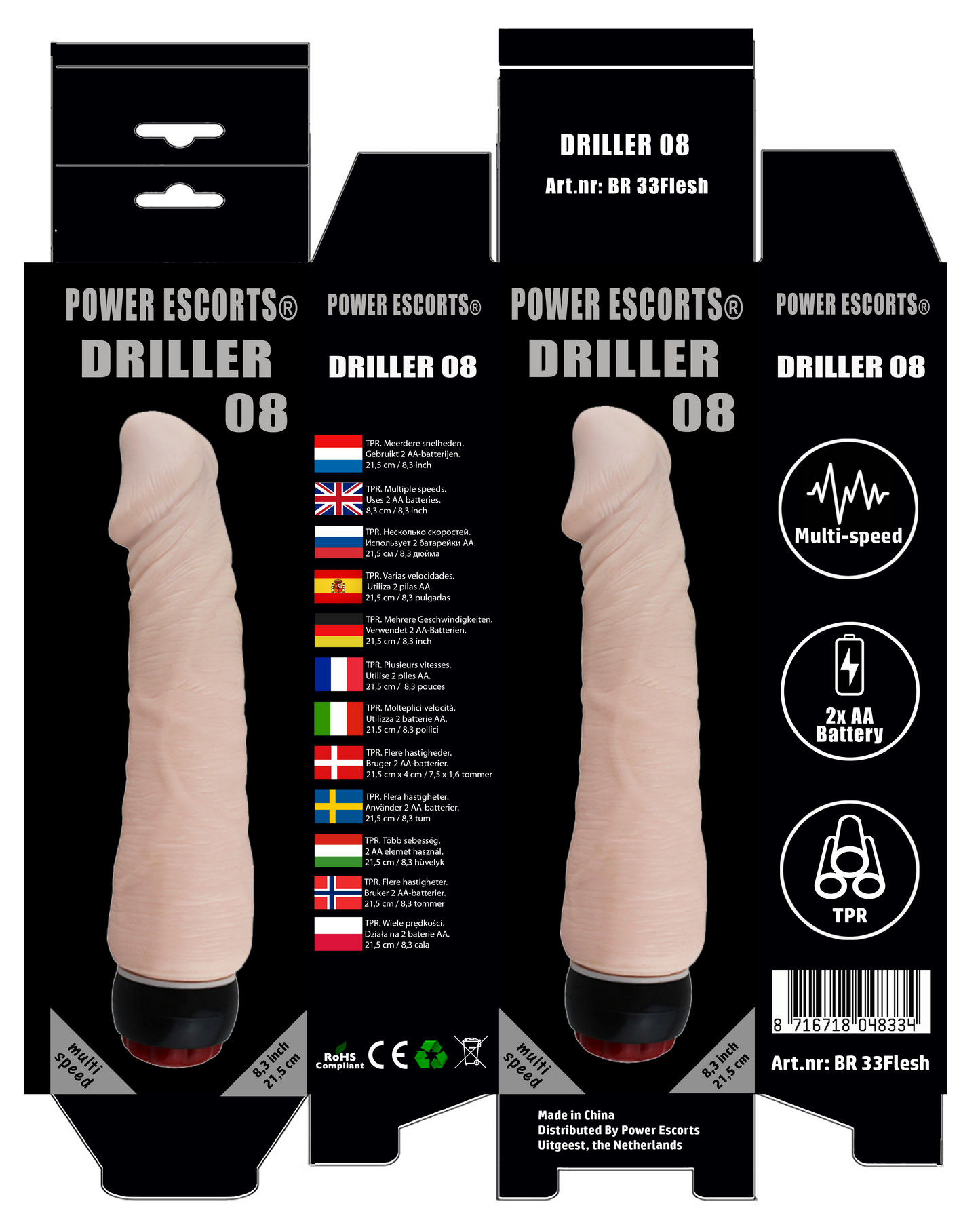 Power Escorts - BR33 Flesh - Driller 08 Realistic Vibrator