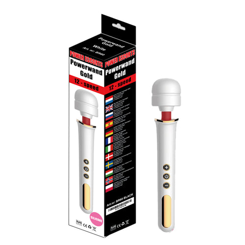 Power Escorts - BR60 - Power Wand Gold - Big Size Wand Massager - Vibrator - 30 CM - White