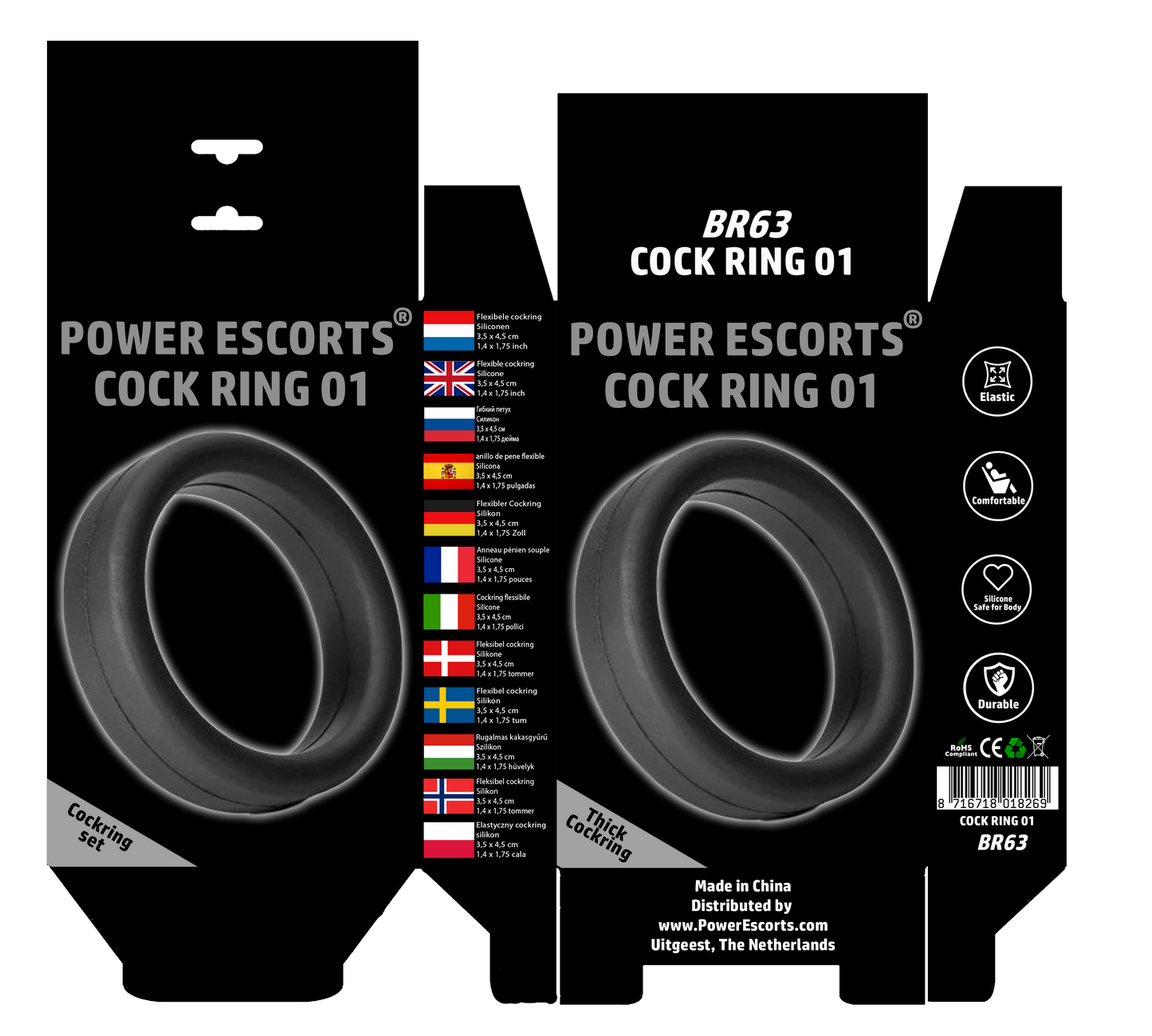 Power Escorts - BR63 - Locked Up Cockring 01 - Silicone - Black