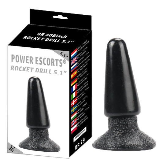 Power Escorts - BR80 - Rocket Drill 5,1'' - Anal Plug - 5,1 Inch / 13 CM - Black