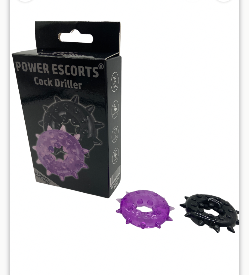 Power Escorts - Br72 - Cock Driller Cockring 2-Pack - Purple/Black