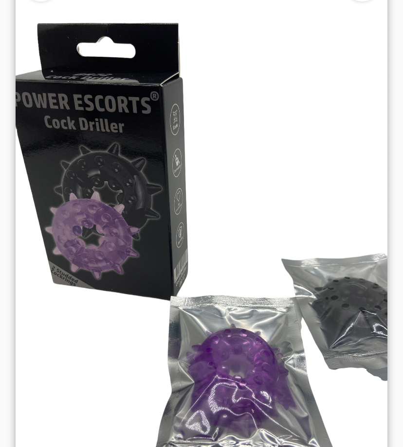 Power Escorts - Br72 - Cock Driller Cockring 2-Pack - Purple/Black