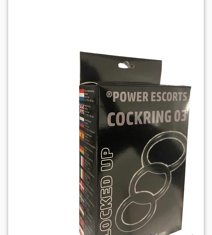 Power Escorts - BR65 - Cockring 03 - 3-Pack Silicone Penis Rings - Black - Colour box