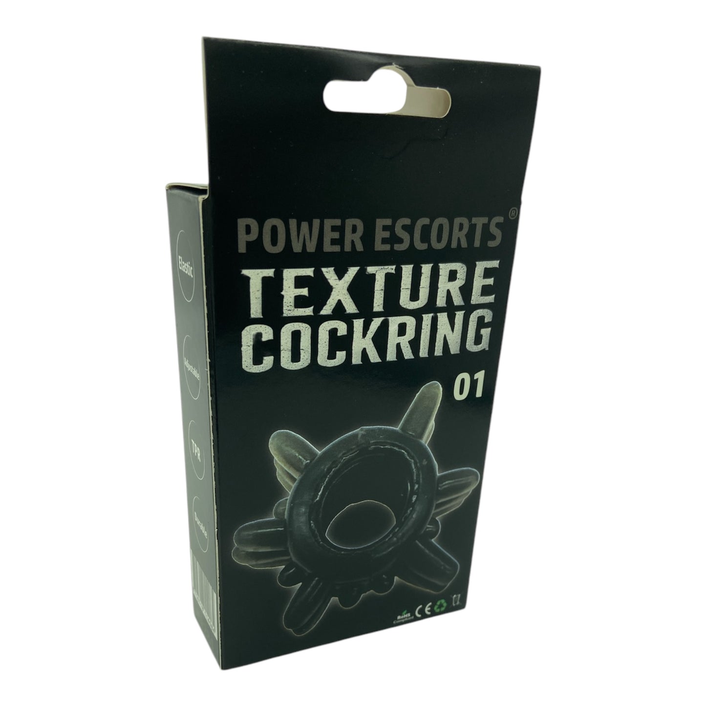 Power Escorts - BR284 - Texture Cockring 01 - Black - Extra Stretchable