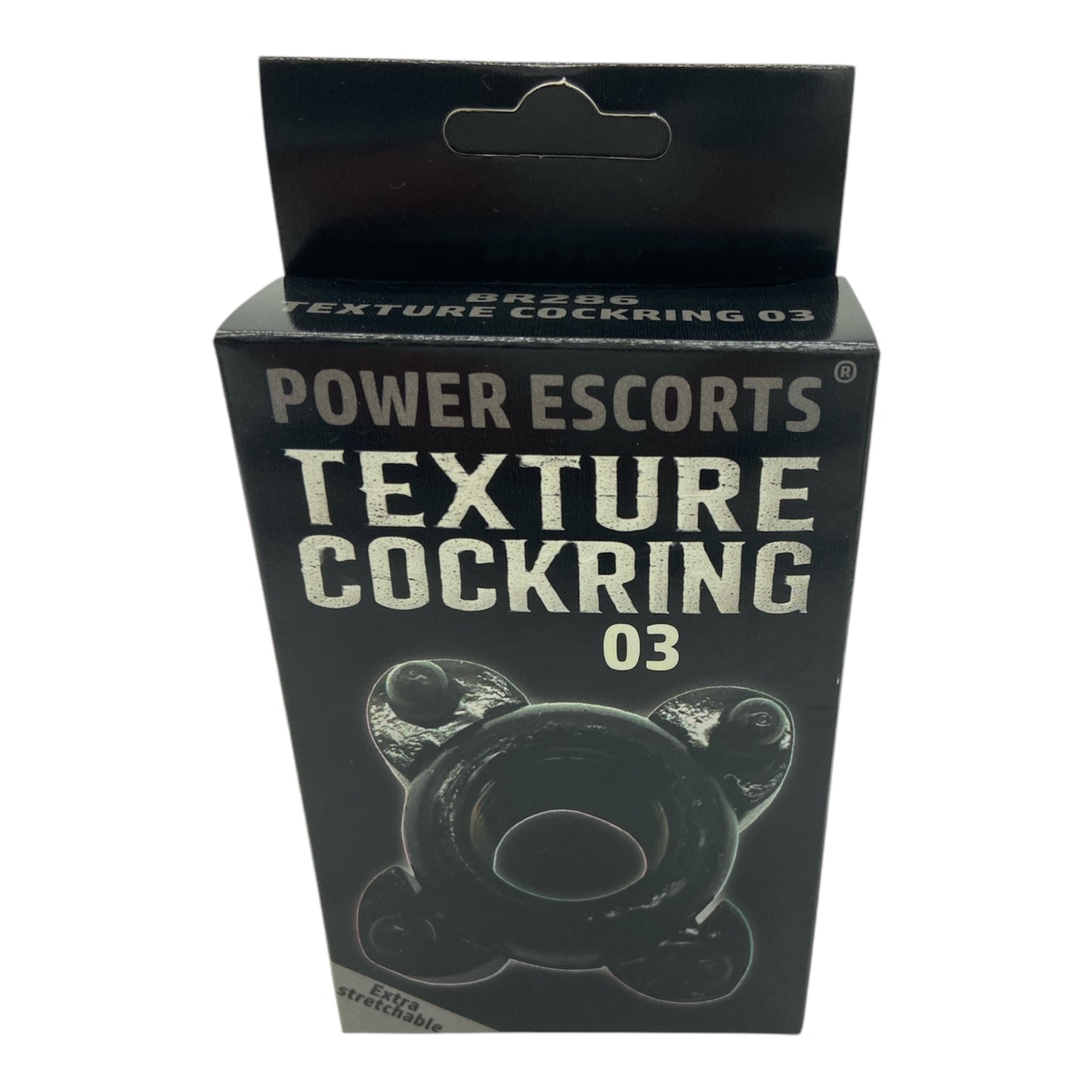 Power Escorts - BR286 - Texture Cockring 03 - Black - Extra Stretchable