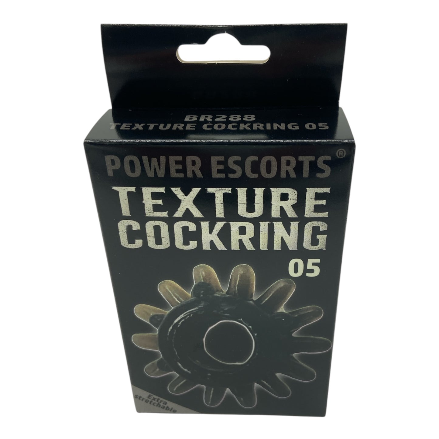 Power Escorts - BR288 - Texture Cockring 05 - Black - Extra Stretchable