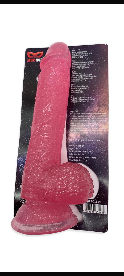Argus Stardust Lover Pink Glitter Dildo - 21 Cm - Packed in Strong Blister - AT 001119