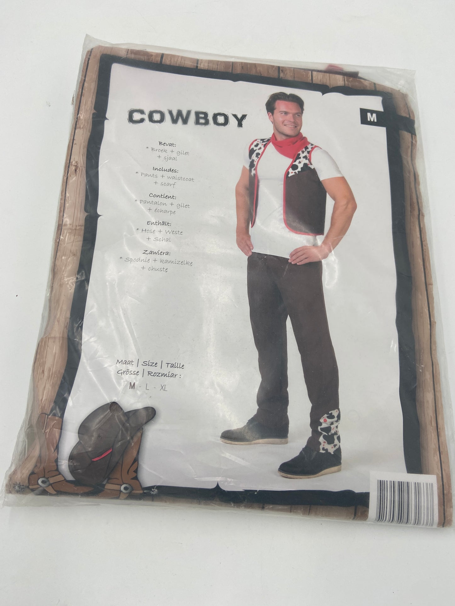 Kinky Cowboy Costume – Brown Pants, Vest & Red Scarf for Erotic Roleplay