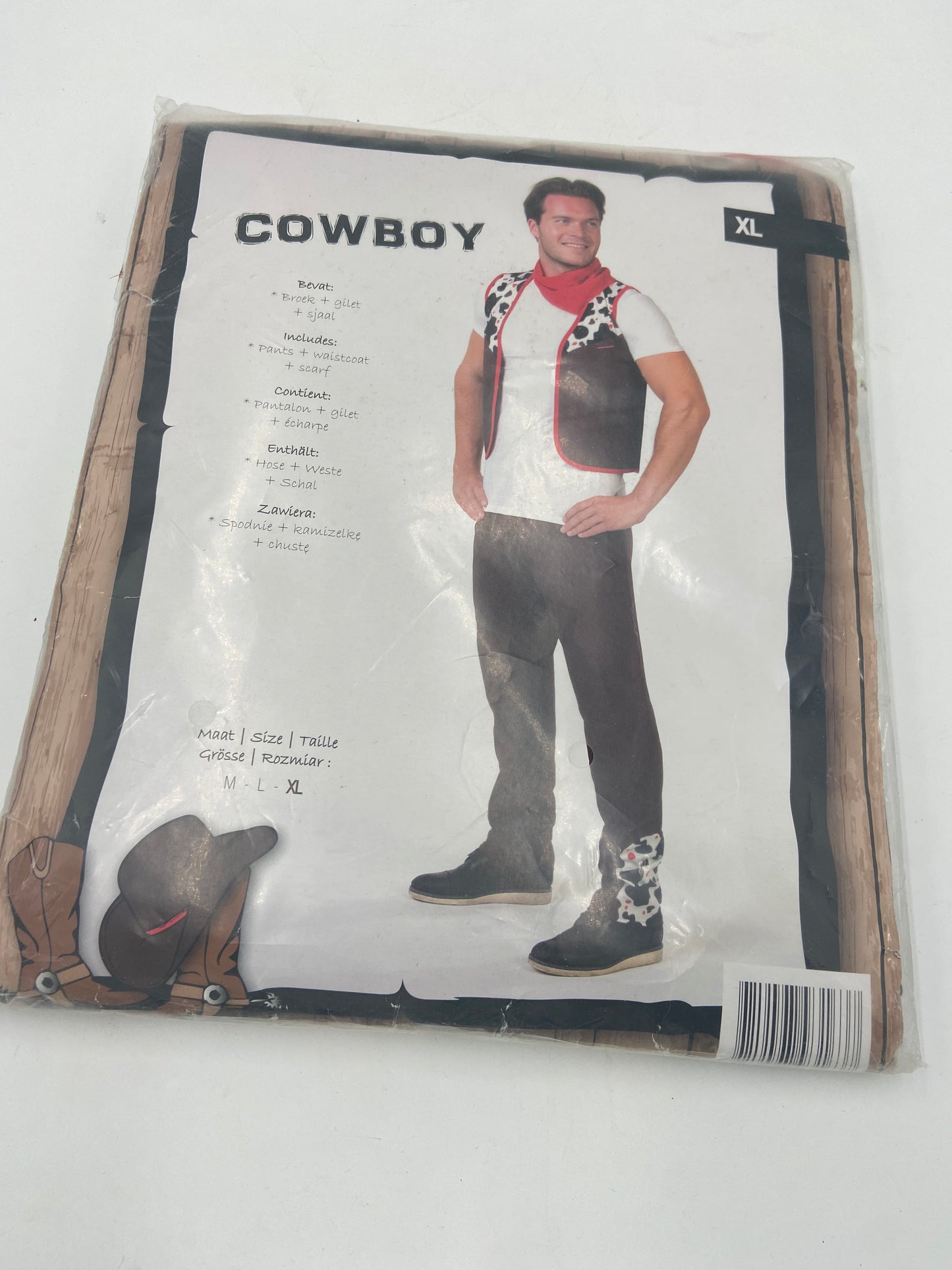 Kinky Cowboy Costume – Brown Pants, Vest & Red Scarf for Erotic Roleplay