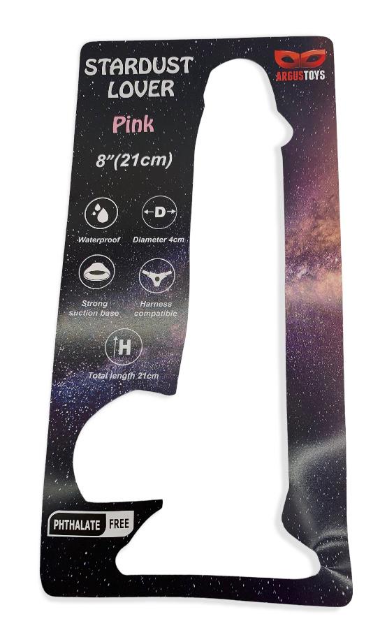 Argus Stardust Lover Pink Glitter Dildo - 21 Cm - Packed in Strong Blister - AT 001119