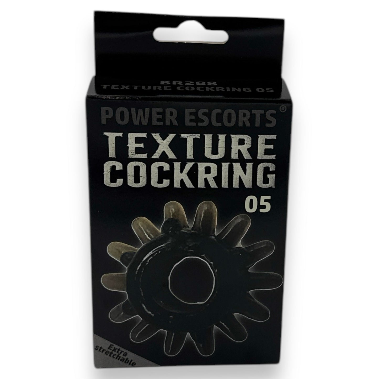 Power Escorts - BR288 - Texture Cockring 05 - Black - Extra Stretchable