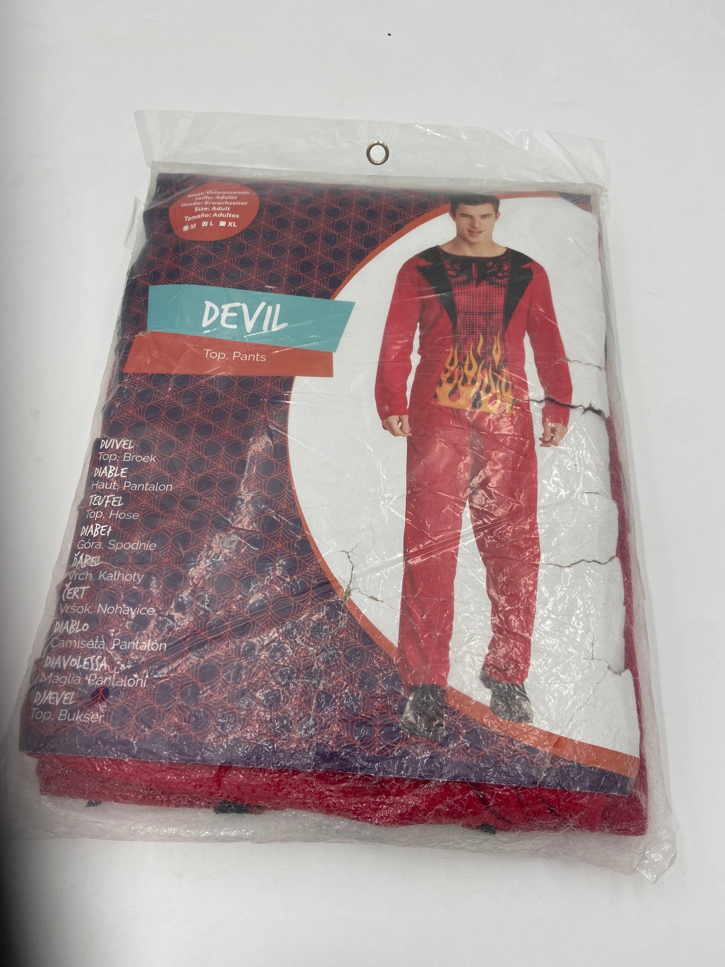 Extra Kinky Devil Costume – Red Flame Top & Pants Set - Size M / L / XL