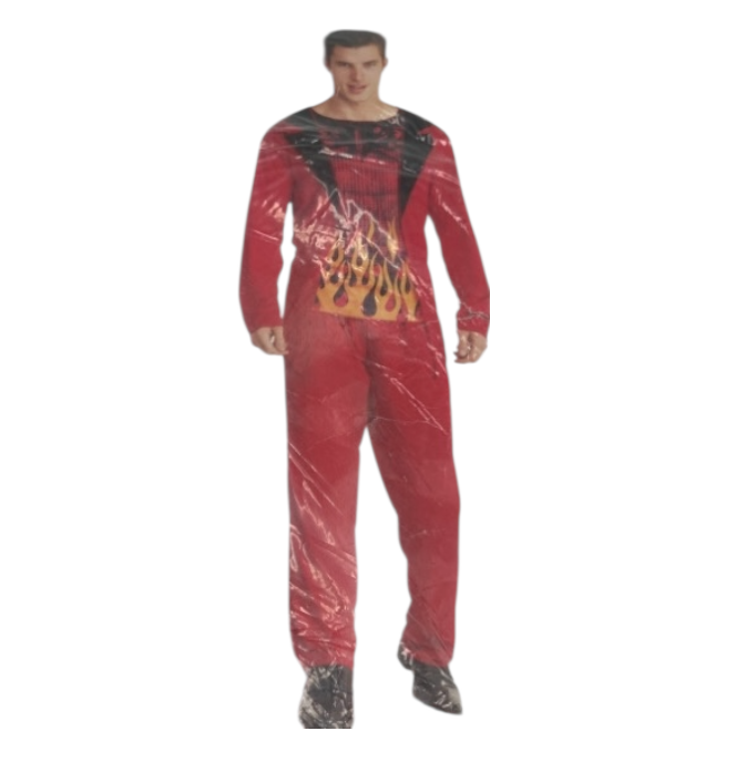 Extra Kinky Devil Costume – Red Flame Top & Pants Set - Size M / L / XL