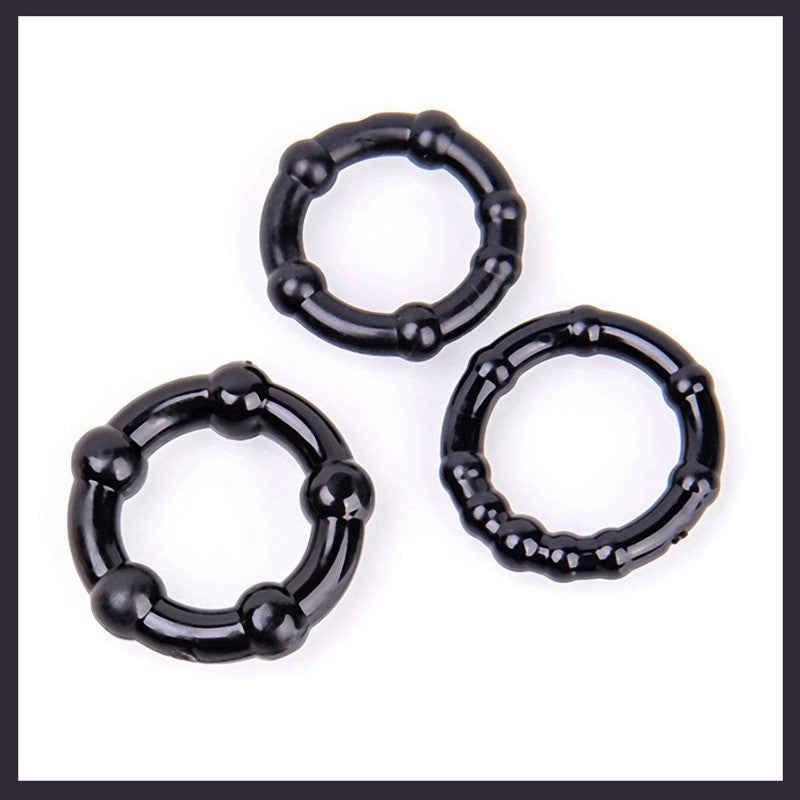 Power Escorts BR251 Black Beaded Cockring 3 Pack  - Super Stretchable - Colourbox