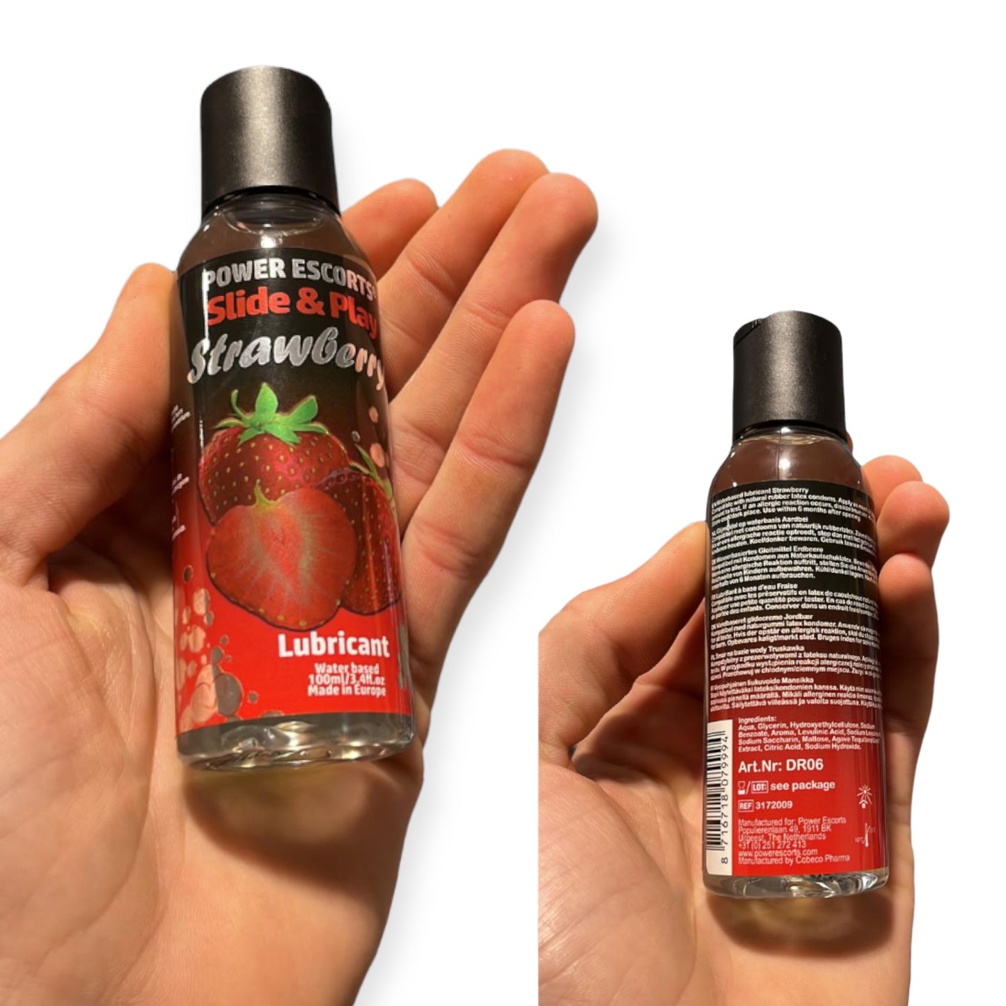 Power Escorts - DR06 - Strawberry Lubricant – Slide & Play – Waterbased – 100ml