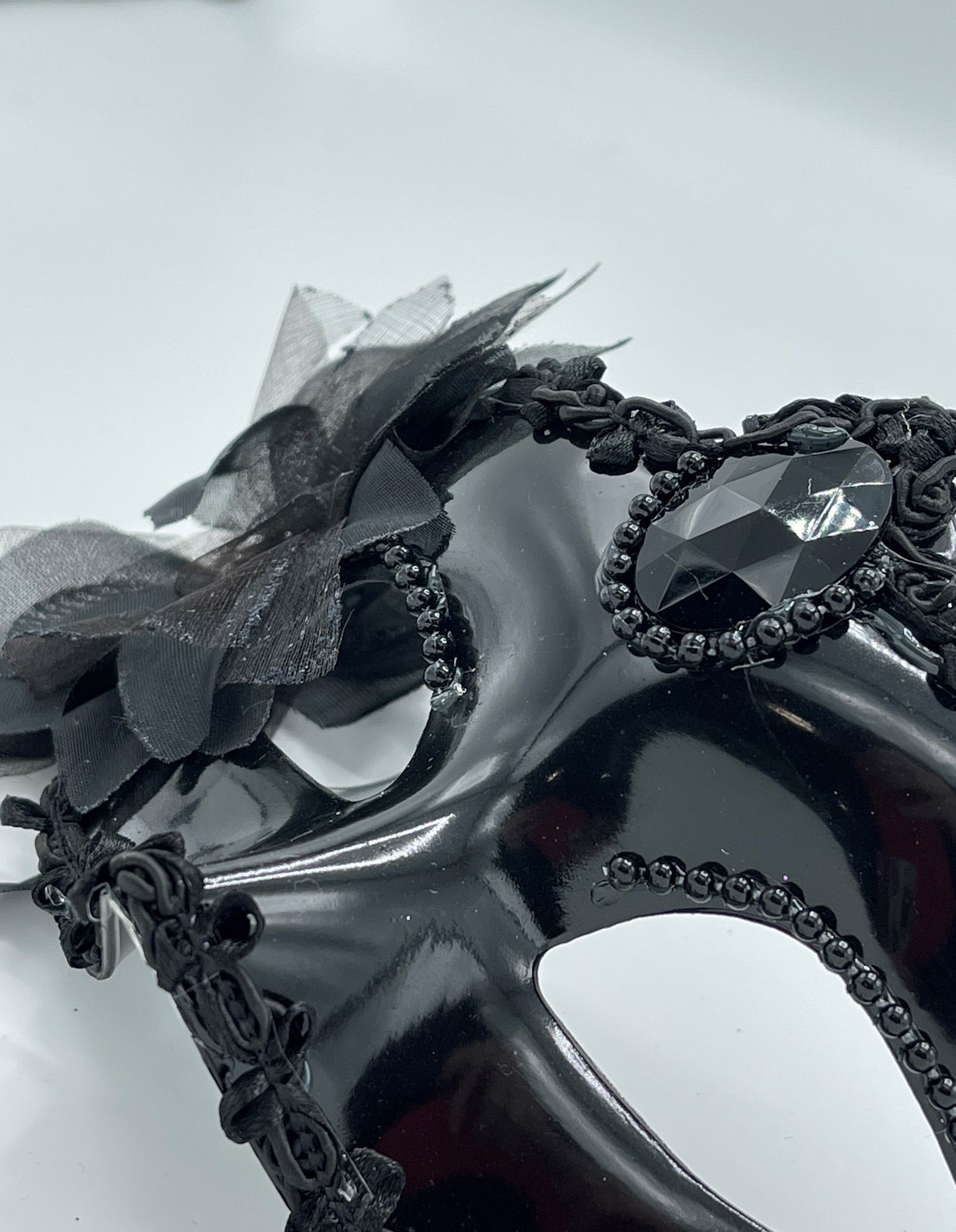 Power Escorts - BR205 Black - Luxury Venetian Love Mask with Stone - Plastic bag