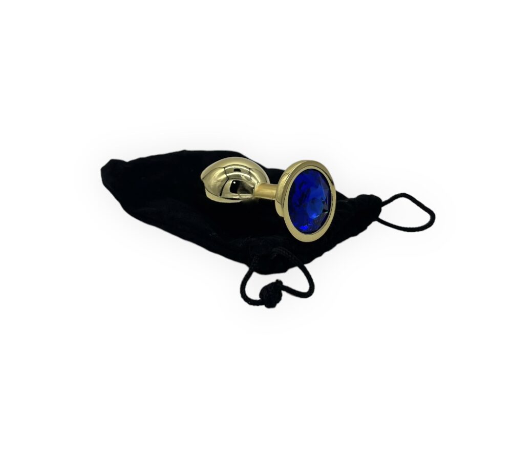 Power Escorts - BR211 MDarkblue - Diamond King Gold Anal Plug Medium Darkblue Stone - Diameter 3.5 cm - Length 8.5 cm