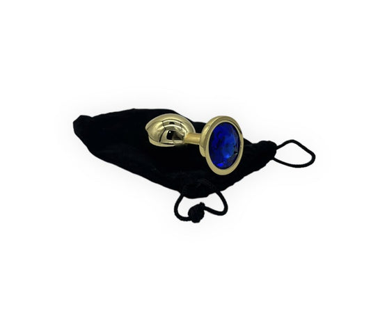 Power Escorts - BR211 MDarkblue - Diamond King Gold Anal Plug Medium Darkblue Stone - Diameter 3.5 cm - Length 8.5 cm