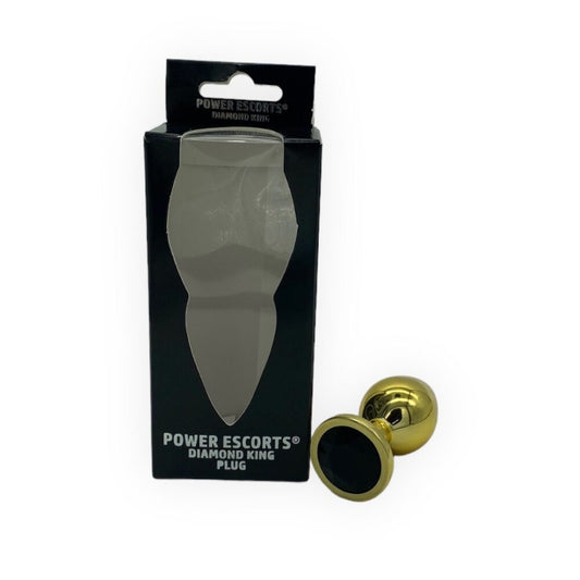 Power Escorts - BR211 Mblack - Diamond King Gold Anal Plug Medium Black Stone - Diameter 3.5 cm - Length 8.5 cm