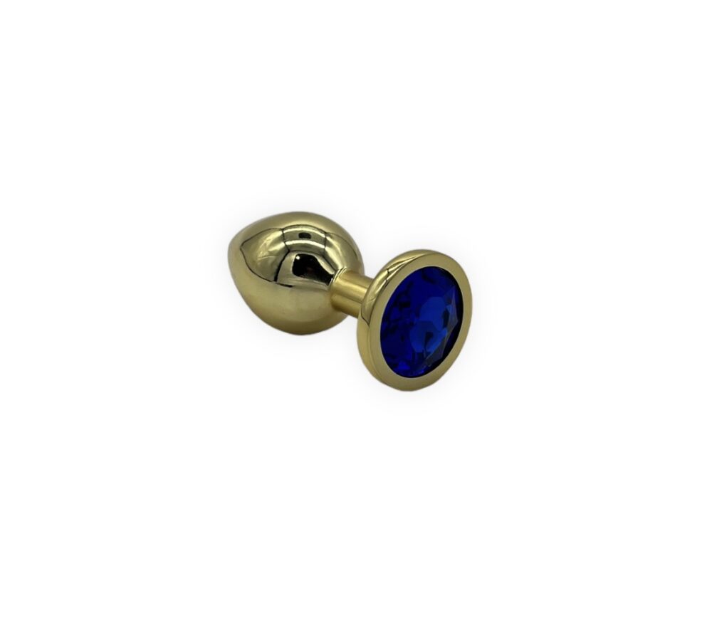 Power Escorts - BR211 MDarkblue - Diamond King Gold Anal Plug Medium Darkblue Stone - Diameter 3.5 cm - Length 8.5 cm