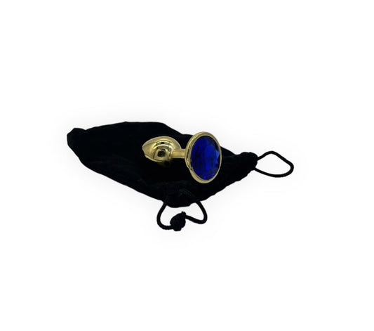 Power Escorts - BR211 Sdarkblue- Diamond King Gold Small Anal Plug Small Darkblue Stone - Diameter 2.7 cm - Length 7 cm