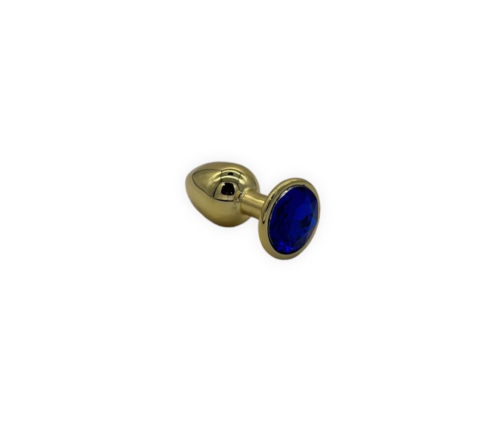 Power Escorts - BR211 Sdarkblue- Diamond King Gold Small Anal Plug Small Darkblue Stone - Diameter 2.7 cm - Length 7 cm