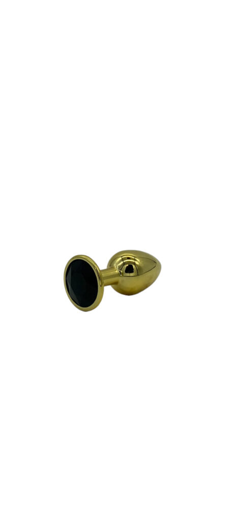 Power Escorts - BR211 Sblack - Diamond King Gold Anal Small Plug With Black Stone - Diameter 2.7 cm - Length 7 cm