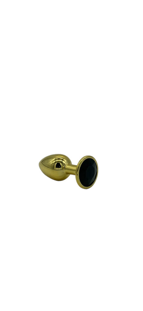 Power Escorts - BR211 Sblack - Diamond King Gold Anal Small Plug With Black Stone - Diameter 2.7 cm - Length 7 cm