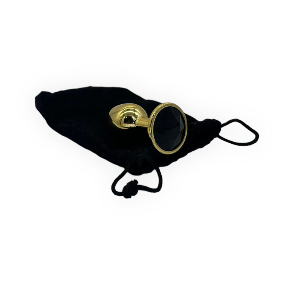 Power Escorts - BR211 Sblack - Diamond King Gold Anal Small Plug With Black Stone - Diameter 2.7 cm - Length 7 cm