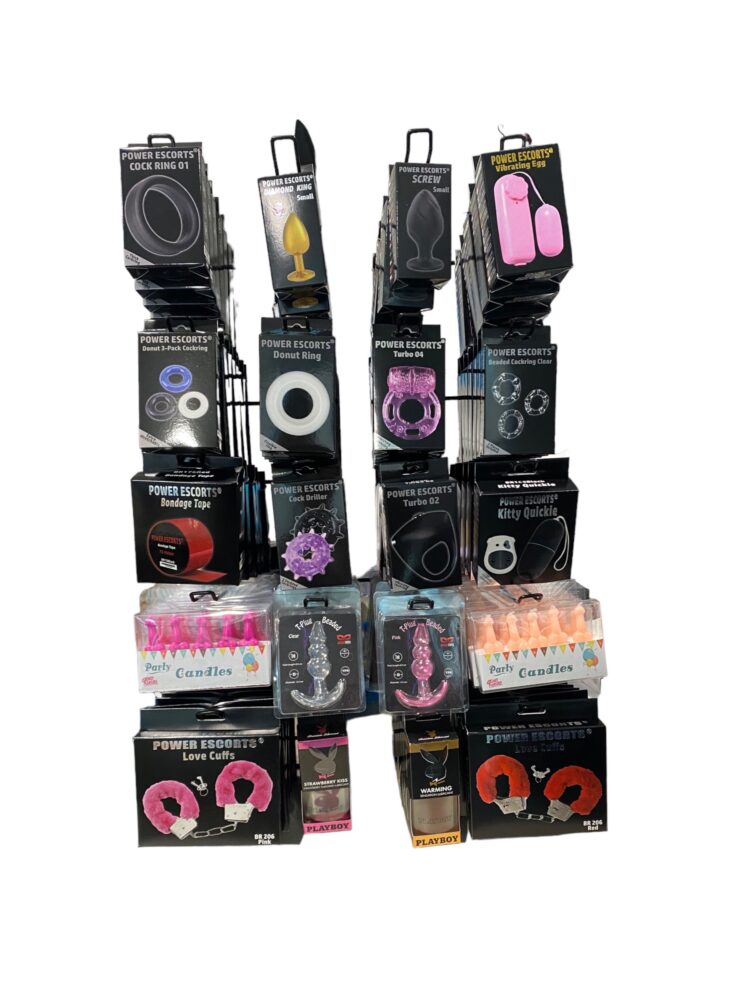 Power Escorts - DISPLAY Mix Items 150 Pieces - Incl. Freestanding Metal Counter Display _