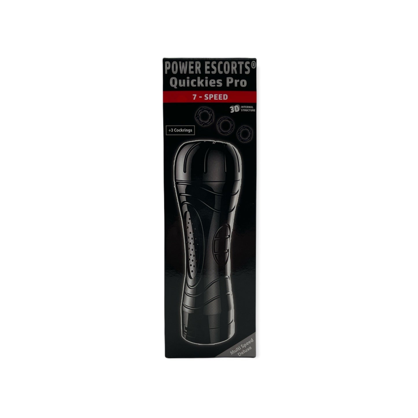 Power Escorts - BR207 - Quickies Pro Big Masturbator - Including 3 Pack Beaded Cockring - 7-Speed Vibrating - 24 CM