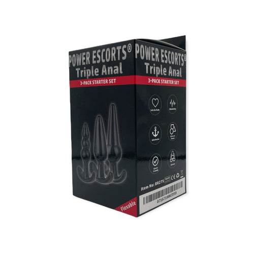 Power Escorts - BR275 - Triple Anal Plugs 3-Pack - 3 different sizes - attractive Colour box