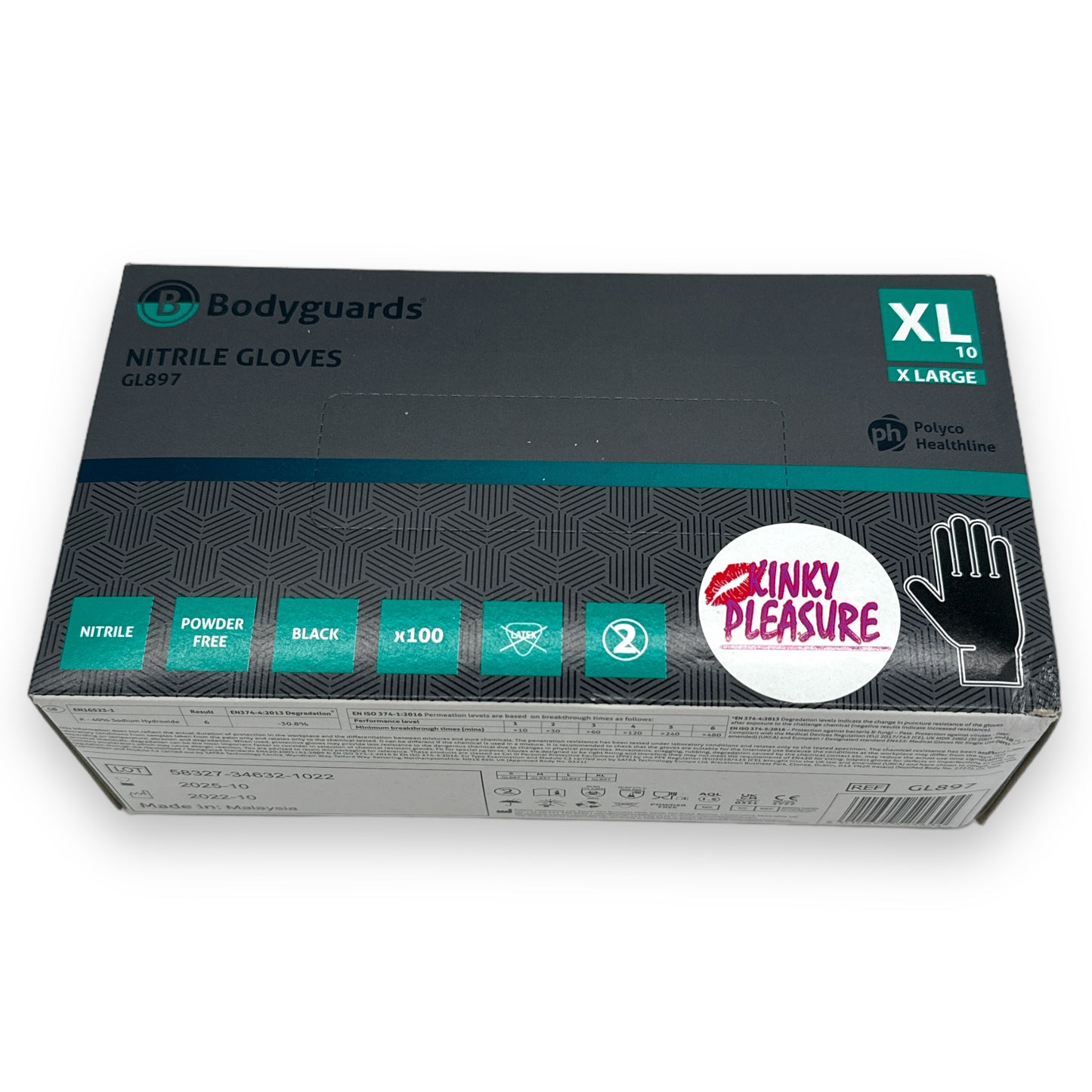 Kinky Pleasure - PK001 - Nitrile Handgloves Box - Black - 3 Size's - 100 Pieces