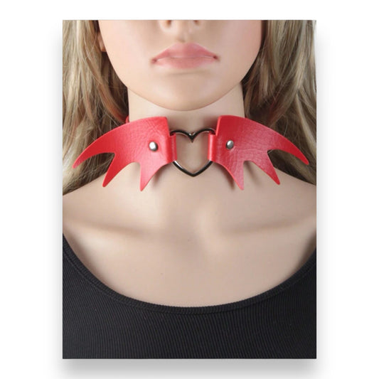 Kinky Pleasure - S010 - Choker - Heart With Red Wings