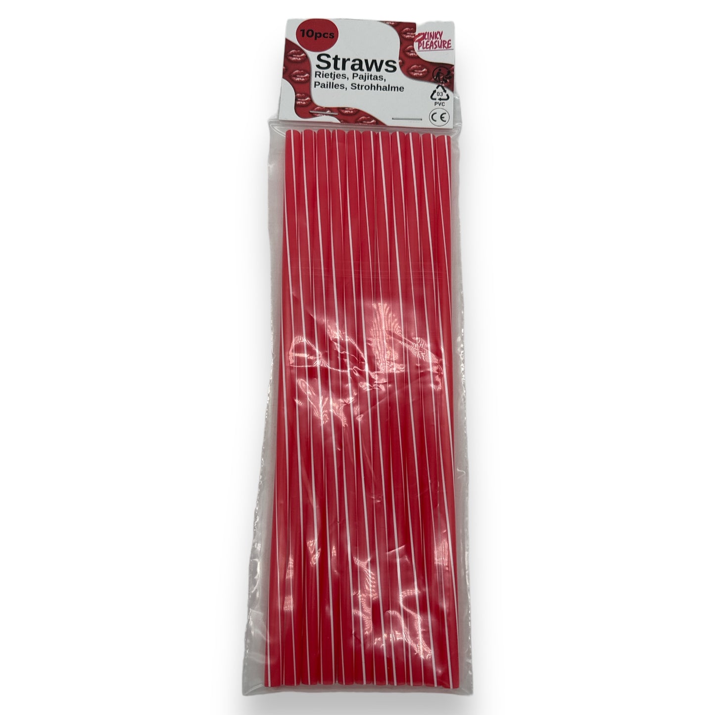 Kinky Pleasure - PK007 - Straws PVC Red - 230x6mm - 10-Pack