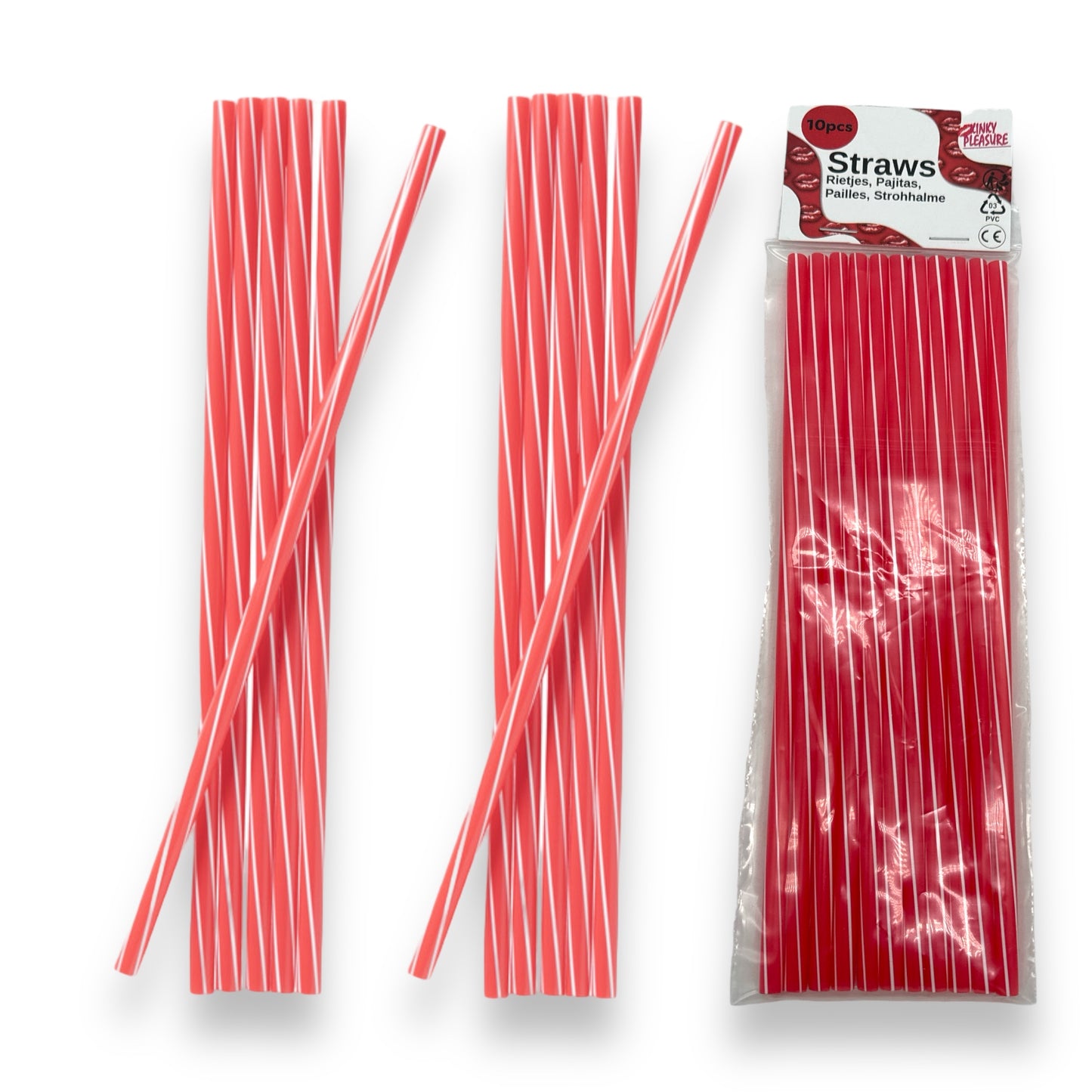 Kinky Pleasure - PK007 - Straws PVC Red - 230x6mm - 10-Pack