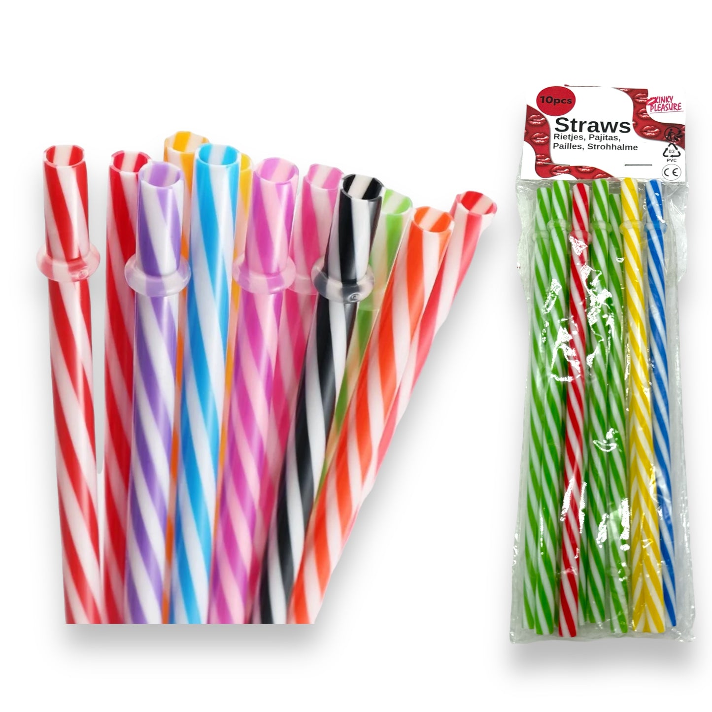 Kinky Pleasure - AX097 - Straws Hard Plastic - Multicolour - 10 Pack