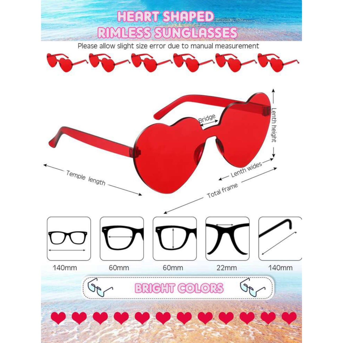 Kinky Pleasure - S017 - Heart Glasses - Red