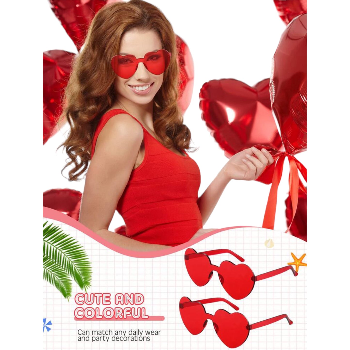 Kinky Pleasure - S017 - Heart Glasses - Red