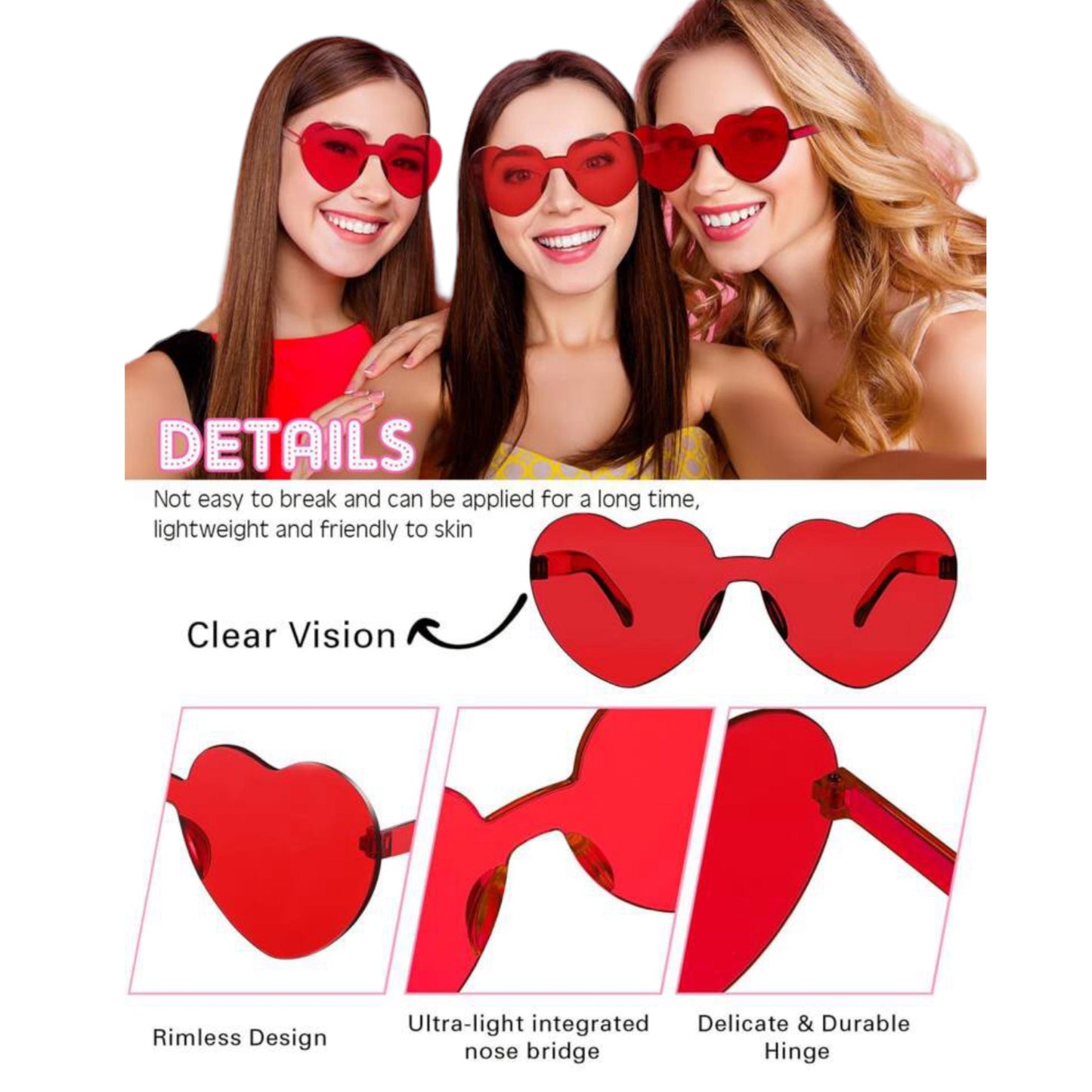 Kinky Pleasure - S017 - Heart Glasses - Red