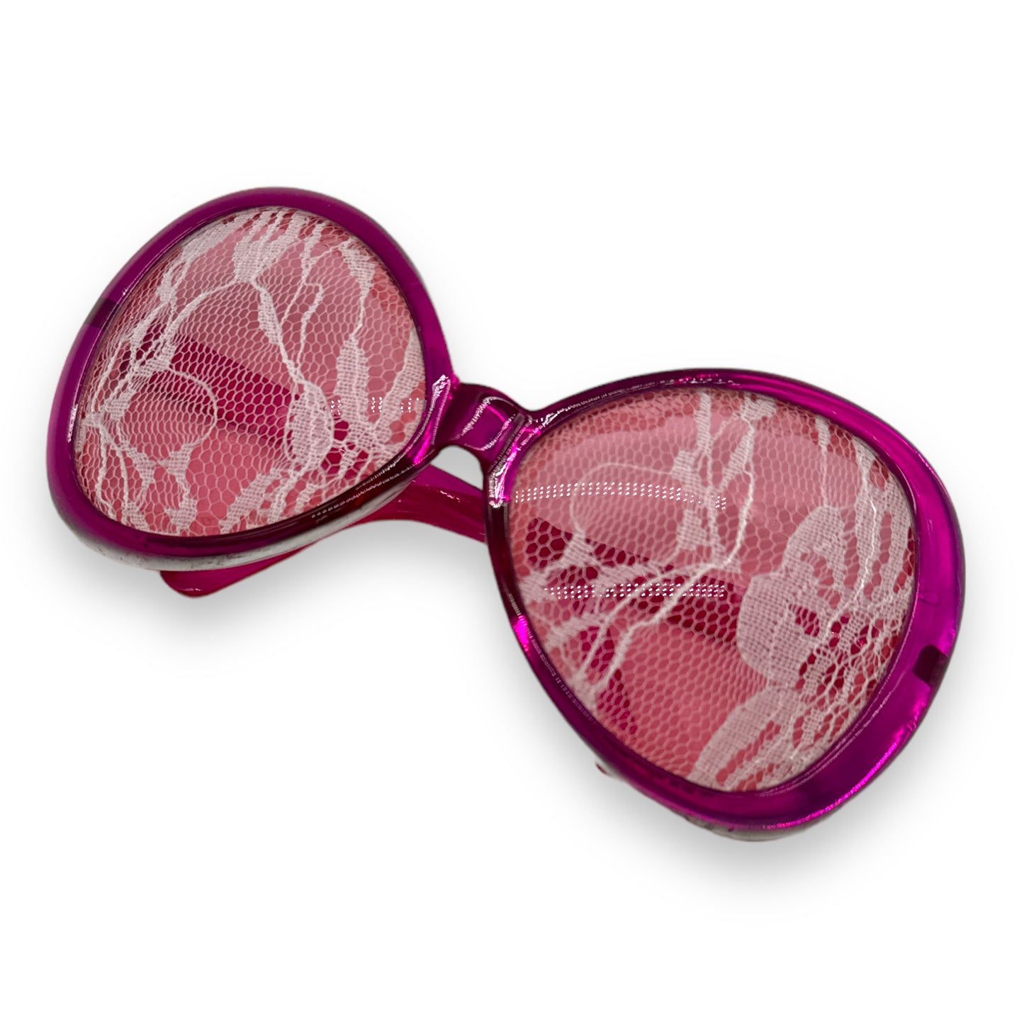 Kinky Pleasure - FT007 - Oversized Glasses with Lace Detailing - Vivacious Pink