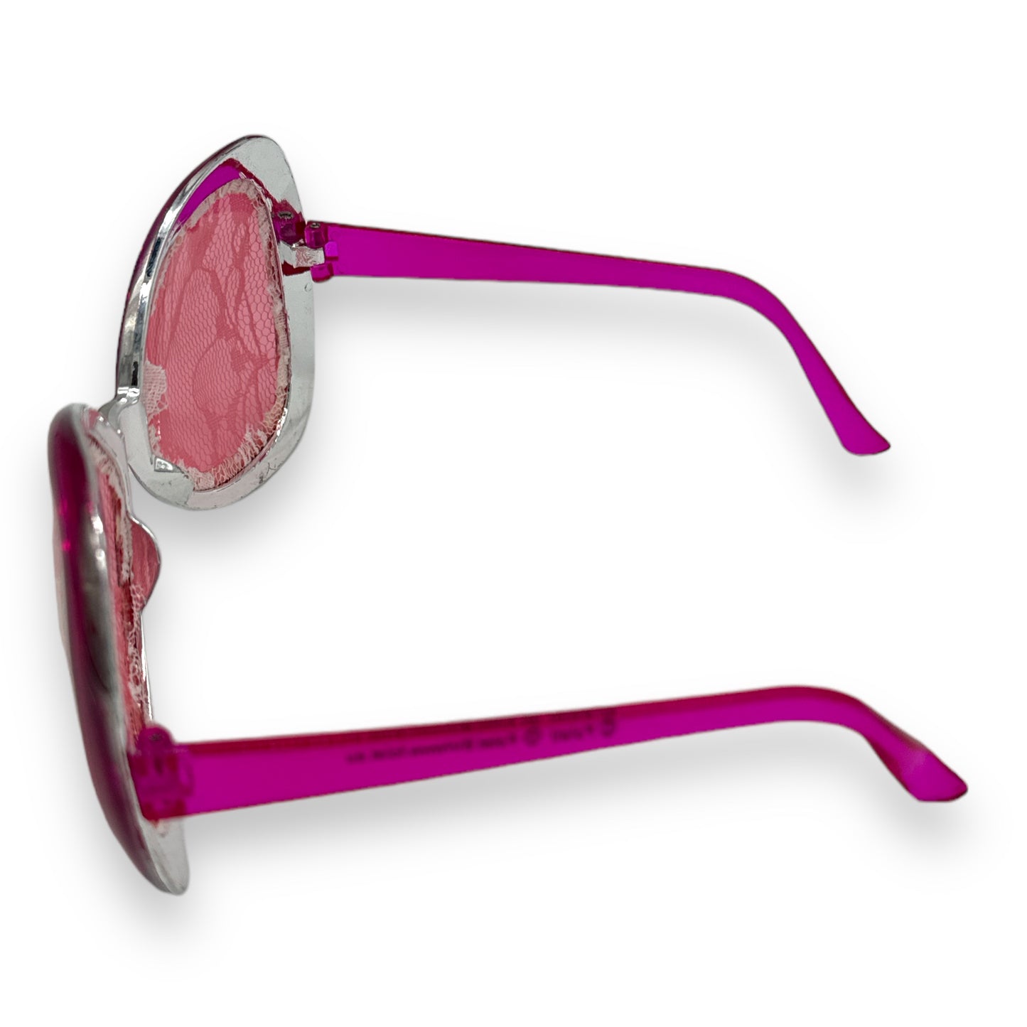 Kinky Pleasure - FT007 - Oversized Glasses with Lace Detailing - Vivacious Pink