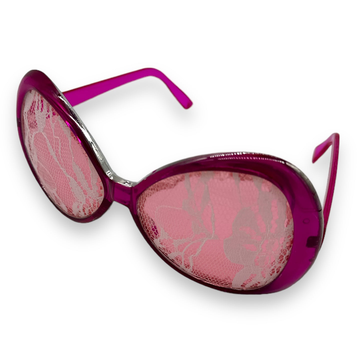 Kinky Pleasure - FT007 - Oversized Glasses with Lace Detailing - Vivacious Pink