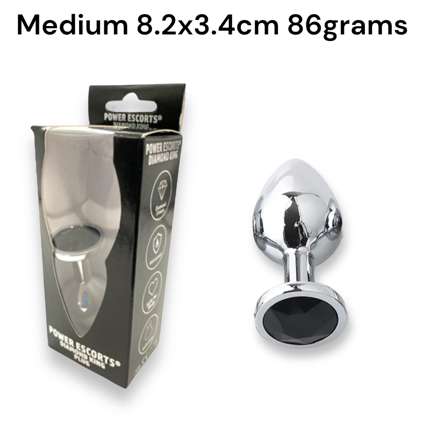Power Escorts - BR137 - Metallic Anal Plug With Stone - 3 Sizes - 6 Colours