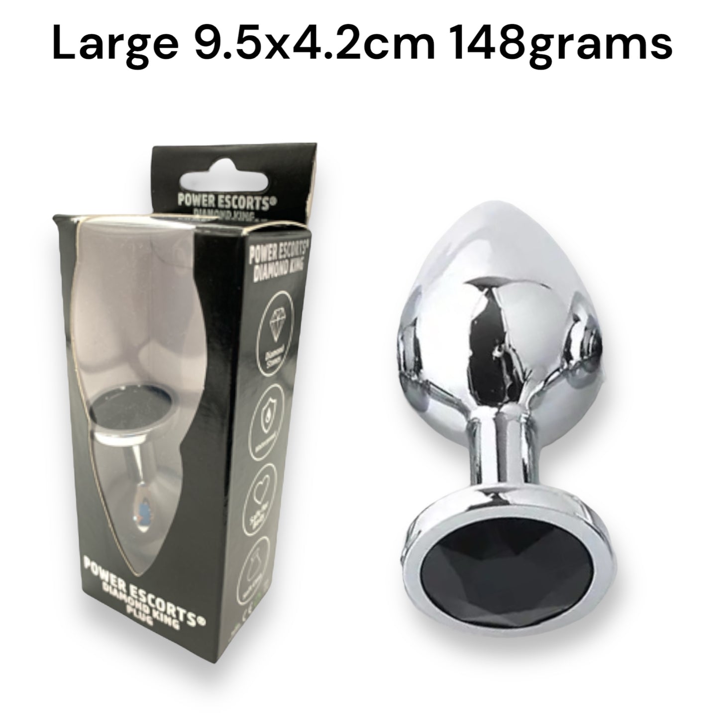 Power Escorts - BR137 - Metallic Anal Plug With Stone - 3 Sizes - 6 Colours