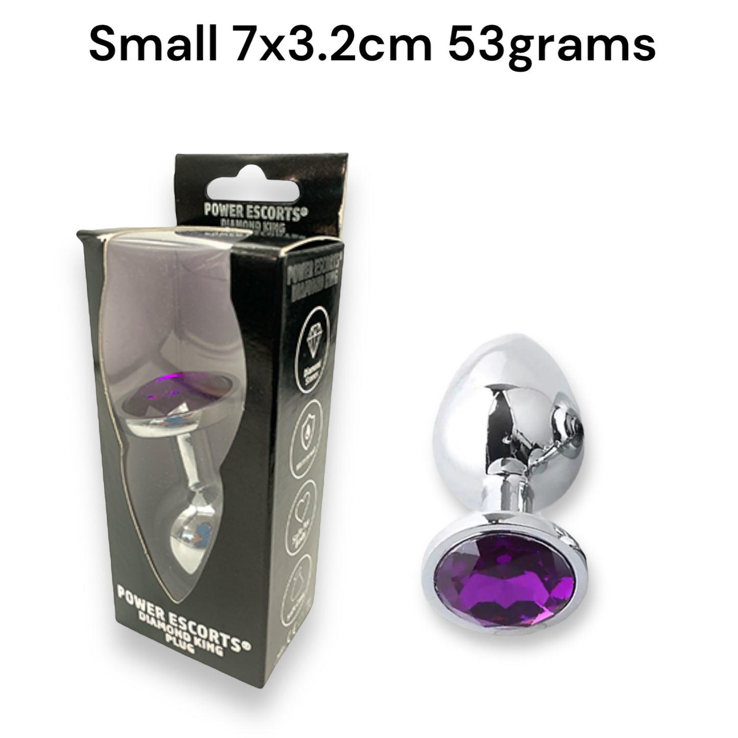 Power Escorts - BR137 - Metallic Anal Plug With Stone - 3 Sizes - 6 Colours