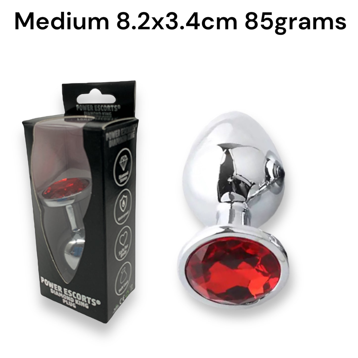 Power Escorts - BR137 - Metallic Anal Plug With Stone - 3 Sizes - 6 Colours