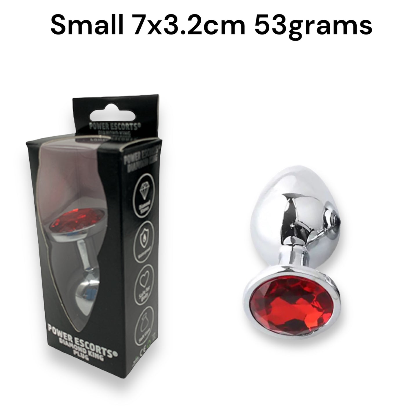 Power Escorts - BR137 - Metallic Anal Plug With Stone - 3 Sizes - 6 Colours