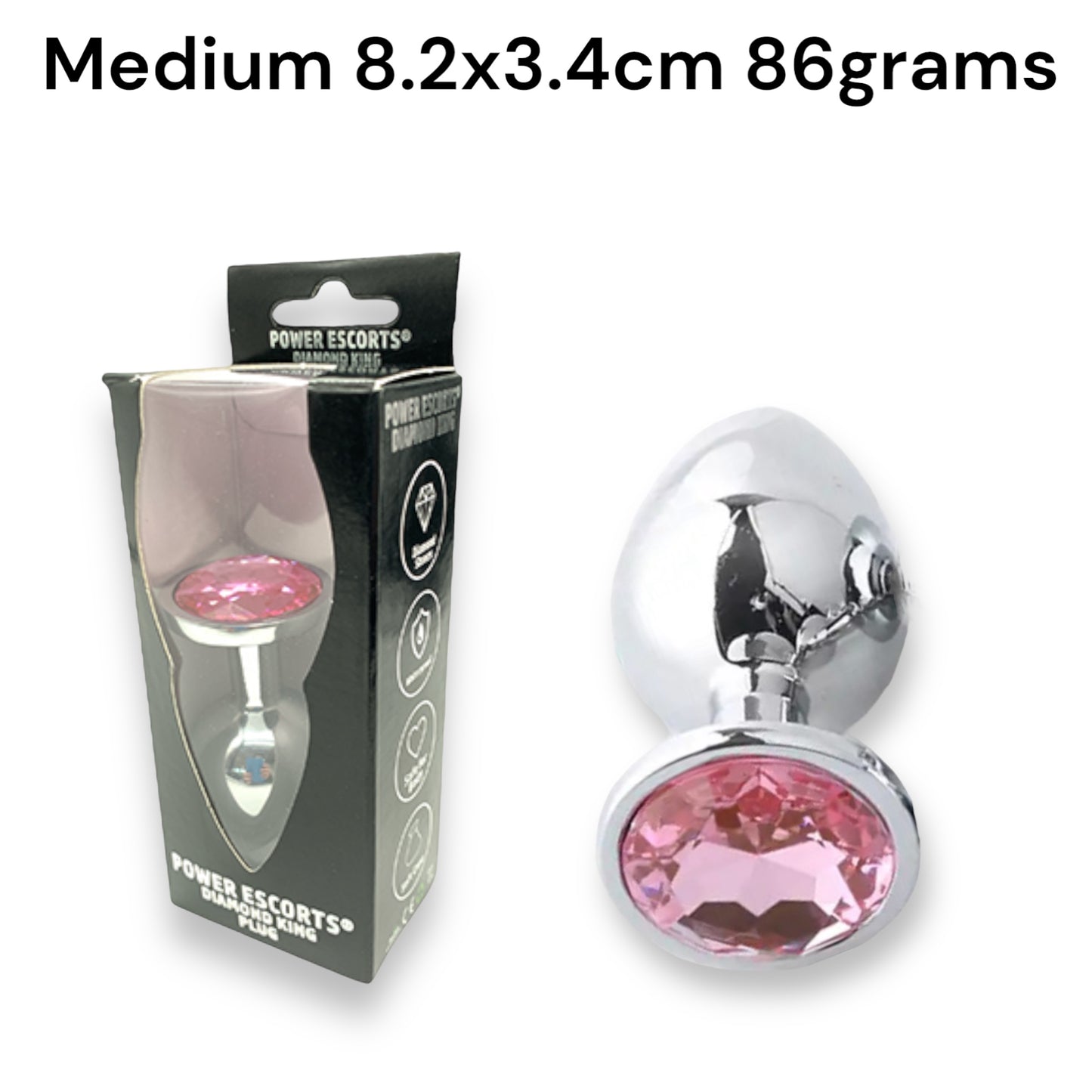 Power Escorts - BR137 - Metallic Anal Plug With Stone - 3 Sizes - 6 Colours